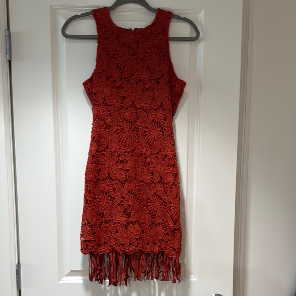 Elegant Burnt Orange Lace Dress